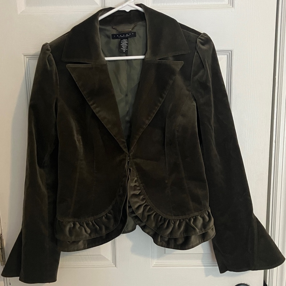 Laundry By Shelli Segal Olive Velvet Blazer